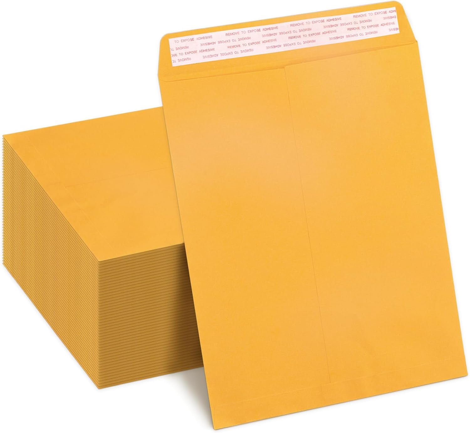 9x12 Manila Envelopes Self Seal 100 Pack, Yellow Brown Large Catalog Envelopes 9 x 12 Letter Size for Mailing, 80GSM Paper
