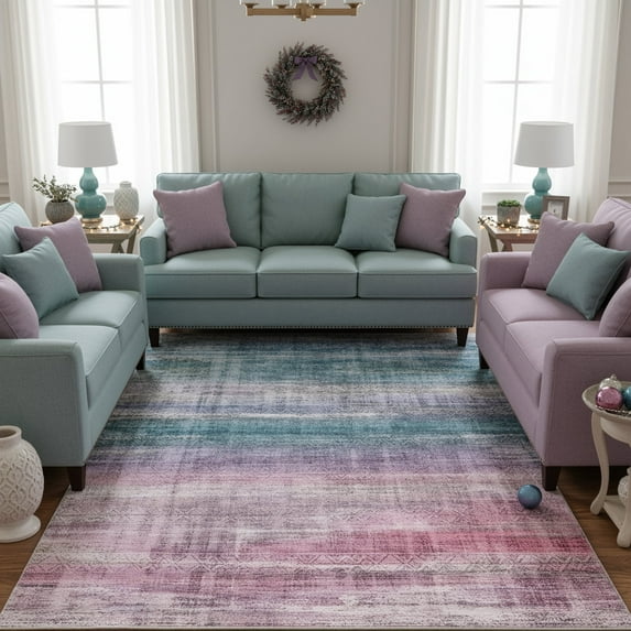9x12 Modern Abstract Rugs Washable Non-Slip Ombre for Living Room Bedroom Study Room-Orchid