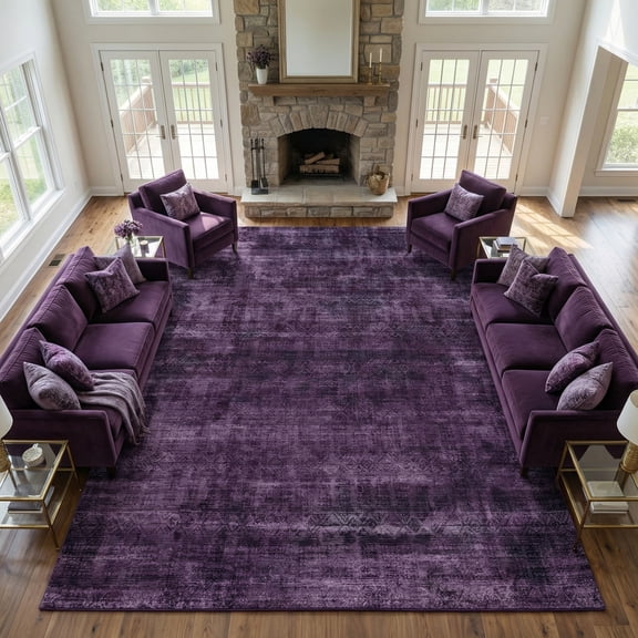 9x12 Modern Abstract Rugs Washable Non-Slip Ombre for Living Room Bedroom Study Room-Purple