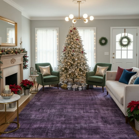 9x12 Modern Abstract Rugs Washable Non-Slip Ombre for Living Room Bedroom Study Room-Purple