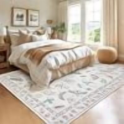 9x12 Modern Floral Insect Area Rug, Washable Non Slip Low Pile Stain Resistant Carpet for Living Room Bedroom,Beige