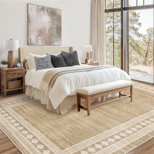 9x12 Modern Plaid Checkered Pearl Velvet Large Area Rug, TPR Non Slip Washable Foldable Dining Room Living Room Carpet,Imitation linen color