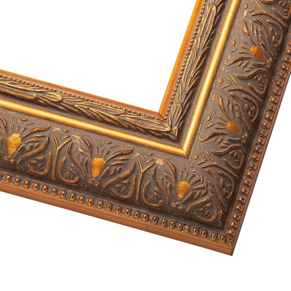 9x12 Museum Gold Picture Frame - UV Acrylic, Foam Board Backing, Hanging Hardware