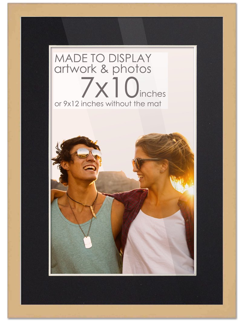 9x12 Natural Picture Frame with 6.5x9.5 Black Mat Opening for 7x10