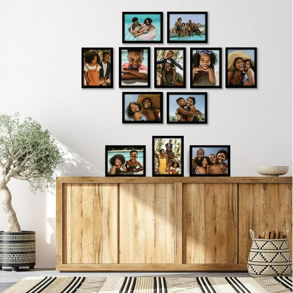 9x12 Picture Frame with Polished Plexiglass - Set of 12 - Signature Collection - Picture Frames with Engineered Wood - Photo Frame for Tabletop and Wall Display - Black