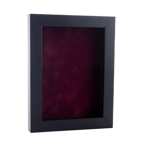 9x12 Shadow Box Frame Black Wood | With a 3/4" Usable Display Depth | Includes a Dark Berry Real