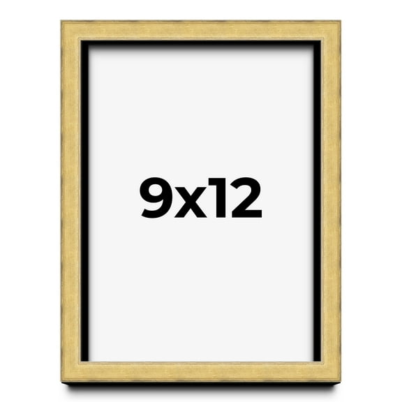 9x12 Shadow Box Frame Gold | 1.375 Inches Deep Real Wood Contemporary Shadowbox Display Frame | UV
