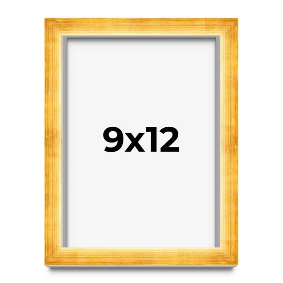 9x12 Shadow Box Frame Gold | 1.625 Inches Deep Real Wood Traditional Shadowbox Display Frame | UV