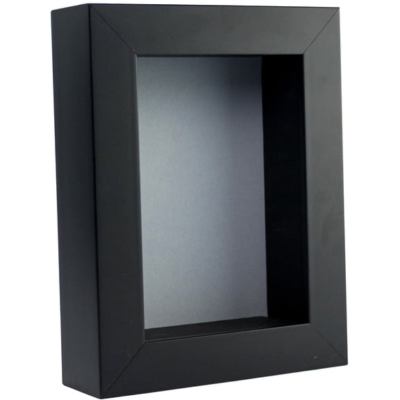 9x12 Shadow Box Frame In Black With A 1 3/4" Usable Depth Includes Grey Acid-Free Backing, UV