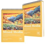 9x12 Sketch Book, Mixed Media Sketchbook 2 Pack, 60 Sheets, 98lb/160gsm Heavyweight Spiral Artist Sketch Pad for Sketching, Drawing, Pastel, Acrylic, Craft, Ideal Gift