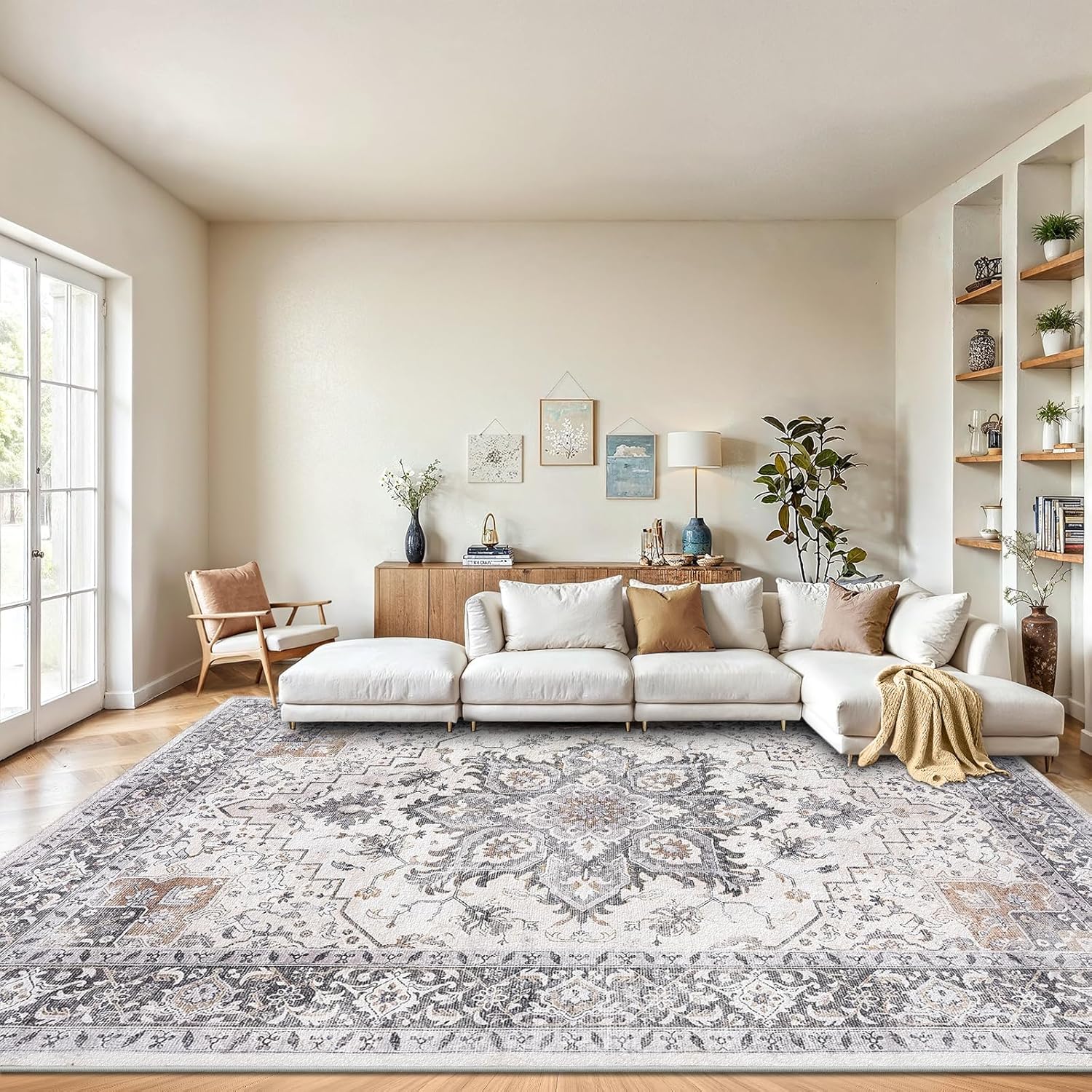 A Big Rug 9x12 Washable Area Rug, Low-Profile Large Area Rug with Non-Slip ...