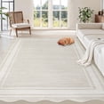 thumbnail image 1 of 9x12 Washable Area Rug, Soft Off White, Non-Slip, Stain Resistant, Minimalist Large Rug for Living Room, Bedroom, or Home Office, 1 of 11