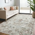 thumbnail image 1 of 9x12 Washable Area Rugs for Living Room Stain Resistant Non-Slip Carpet Pet Child Friendly Vintage Oriental Medallion Accent Throw Rug for Office Bedroom Nursery, Brown, 1 of 7