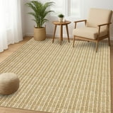 9x12 Washable Modern Textured Stripe Rug Thin Non-Slip Low Pile Stain ...