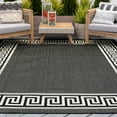 thumbnail image 1 of 9x12 Water Resistant, Large Indoor Outdoor Rugs for Patios, Front Door Entry, Entryway, Deck, Porch, Balcony | Outside Area Rug for Patio | Black, Greek Key | Size: 8'9'' x 12'2'', 1 of 8