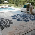 thumbnail image 1 of Oasis Modern Floral Blue and Cream Polypropylene Indoor Outdoor Area Rug, 9'x12' Rectangle, 1 of 8