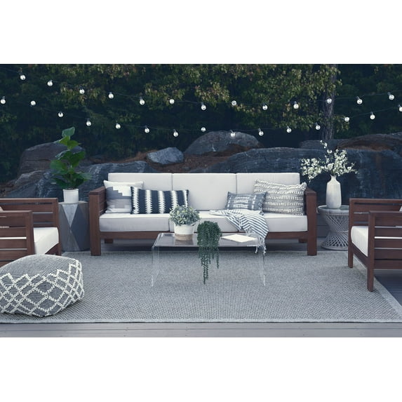 9x12 Water Resistant, Large Indoor Outdoor Rugs for Patios, Front Door Entry, Entryway, Deck, Porch, Balcony | Outside Area Rug for Patio | Charcoal, Solid | Size: 8'9'' x 12'3''