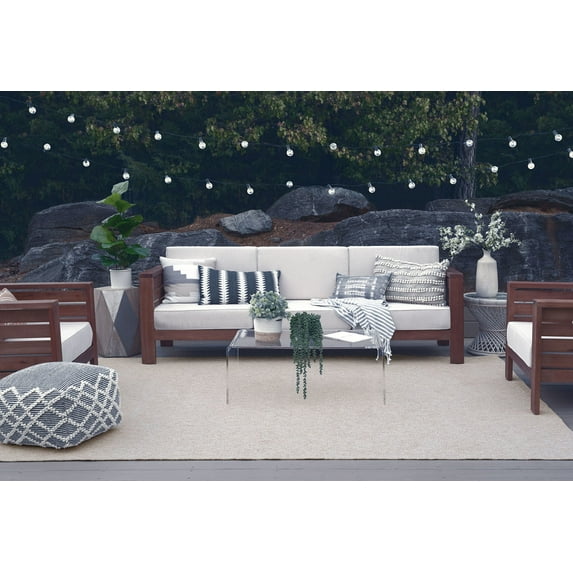 9x12 Water Resistant, Large Indoor Outdoor Rugs for Patios, Front Door Entry, Entryway, Deck, Porch, Balcony | Outside Area Rug for Patio | Cream, Solid | Size: 8'9'' x 12'3''