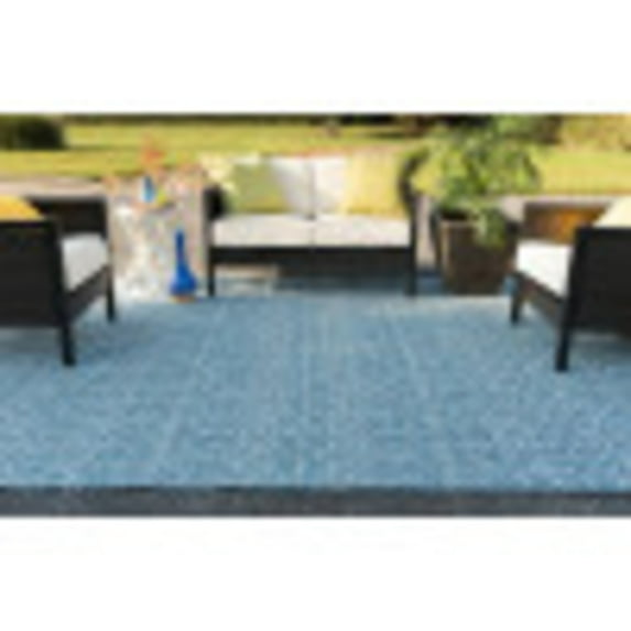 9x12 Water Resistant, Large Indoor Outdoor Rugs for Patios, Front Door Entry, Entryway, Deck, Porch, Balcony | Outside Area Rug for Patio | Denim, Solid | Size: 8'9'' x 12'3''