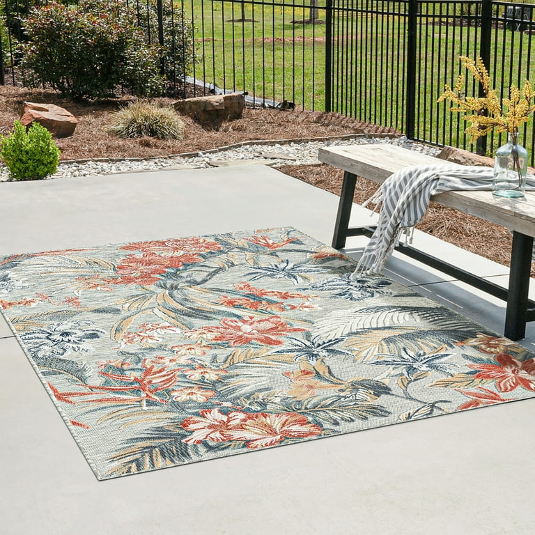 9x12 Water Resistant, Large Indoor Outdoor Rugs for Patios, Front