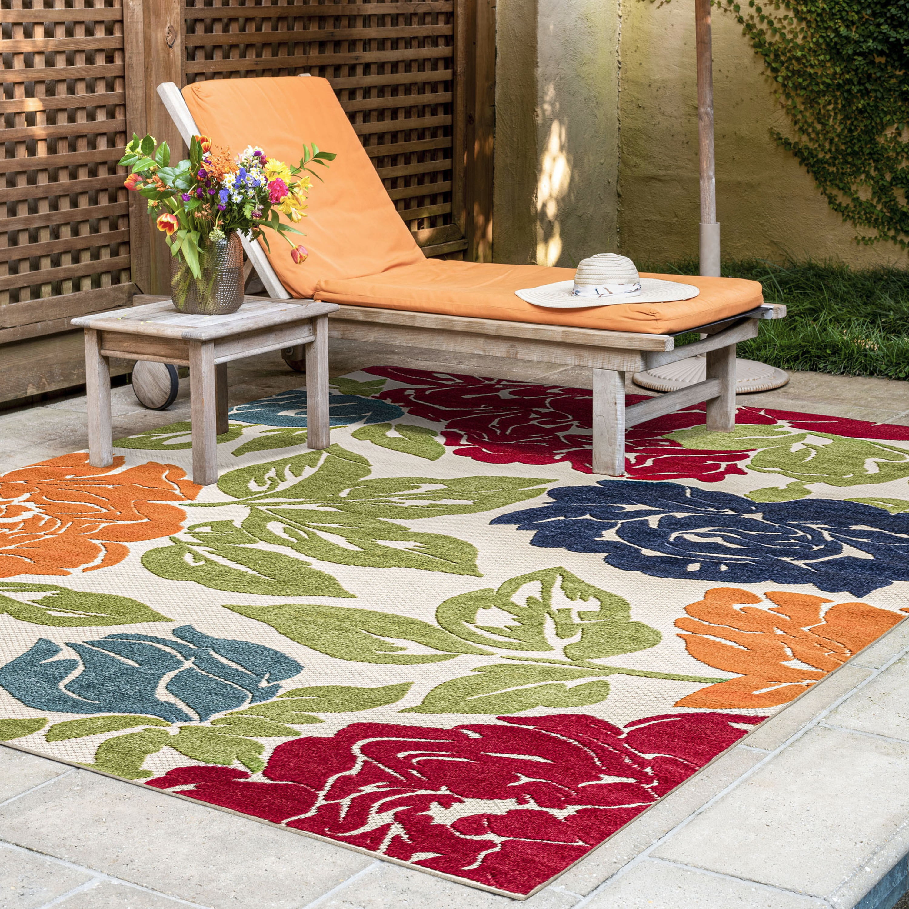 9x12 Water Resistant Large Indoor Outdoor Rugs for Patios Front Door Entry Entryway Deck Porch Balcony Outside Area Rug for Patio Multi Color Floral Size 8 10 x 12 2 Walmart