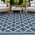 thumbnail image 1 of 9x12 Water Resistant, Large Indoor Outdoor Rugs for Patios, Front Door Entry, Entryway, Deck, Porch, Balcony | Outside Area Rug for Patio | Navy, Geometric | Size: 8'9'' x 12'2'', 1 of 8