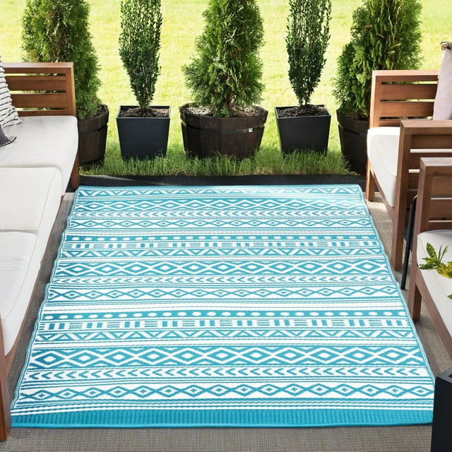 9x12 Waterproof, Reversible Plastic Straw Outdoor Rugs for Patios