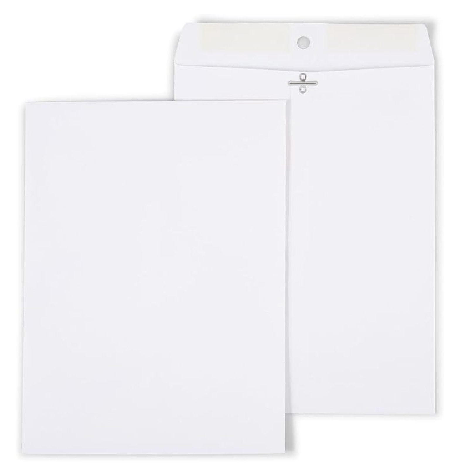 9x12 White Clasp Envelopes - Metal Clasp & Gummed Seal - Durable Mailing Envelopes for Documents - Catalog Envelopes - 100 Count