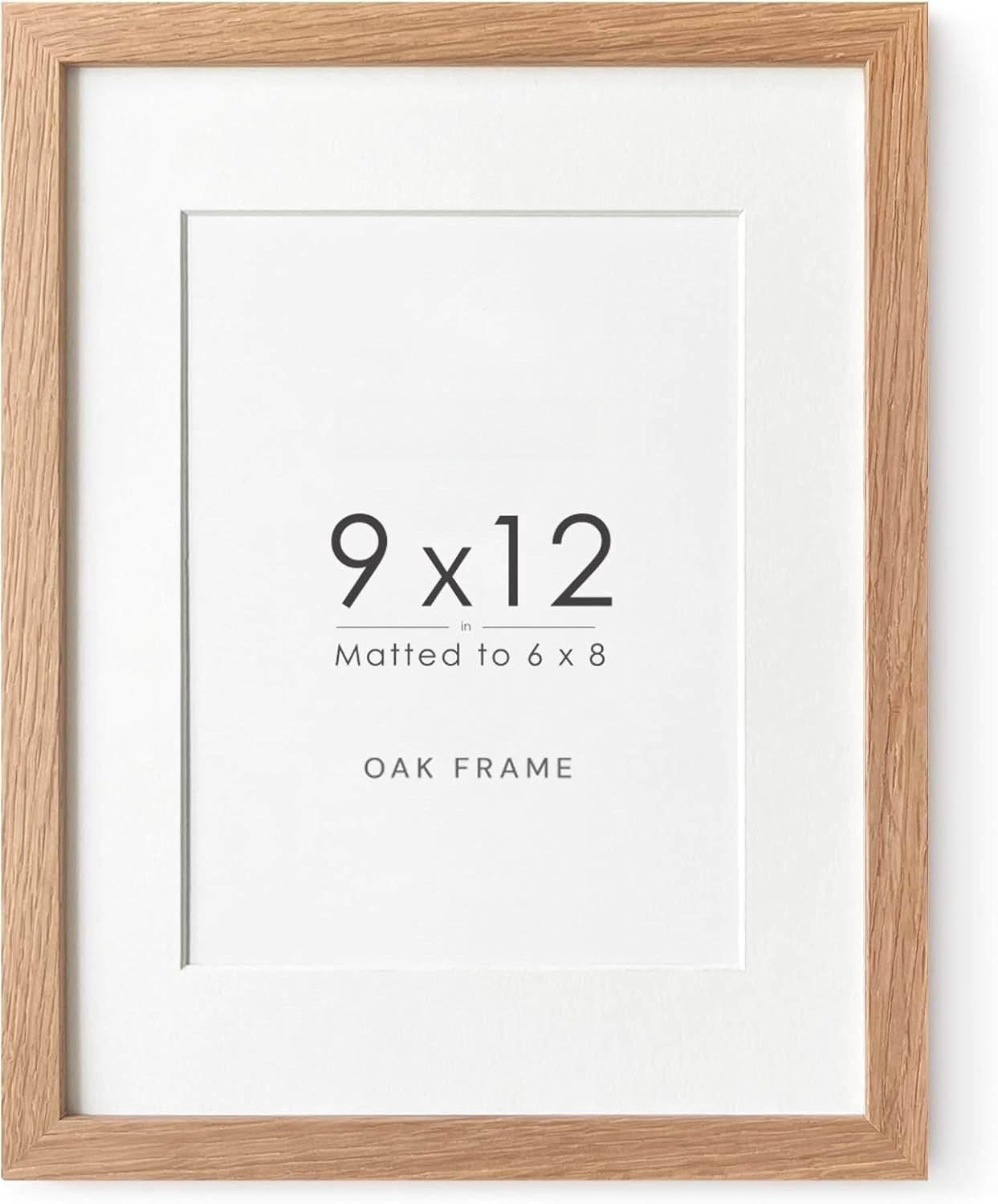 9x12 Wood Frame, Solid Oak 9x12 Picture Frame with Mat to 6x8, Natural ...