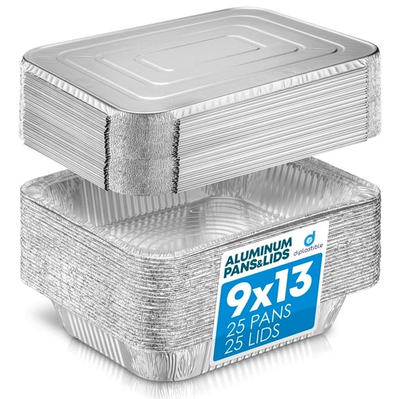 Diplastible Baking 13 x 9 Aluminum Cake Pan, 25 Count Disposable