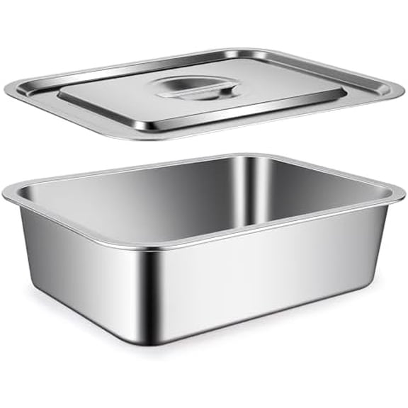 9x13 Baking Pan with Lid, 7.6Qt Large Lasagna Pan with Lid, 4 Inch Extra Deep Dish Baking Pan & Casserole Dish, Oven Safe Stainless Steel Roasting Pan for Family, Large Capacity Cooking