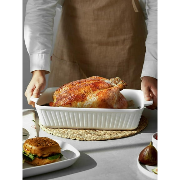9x13 Ceramic Baking Dish, Large Lasagna Pan with Handles, 4.2 Quarts Oven Safe Bakeware for Home Use