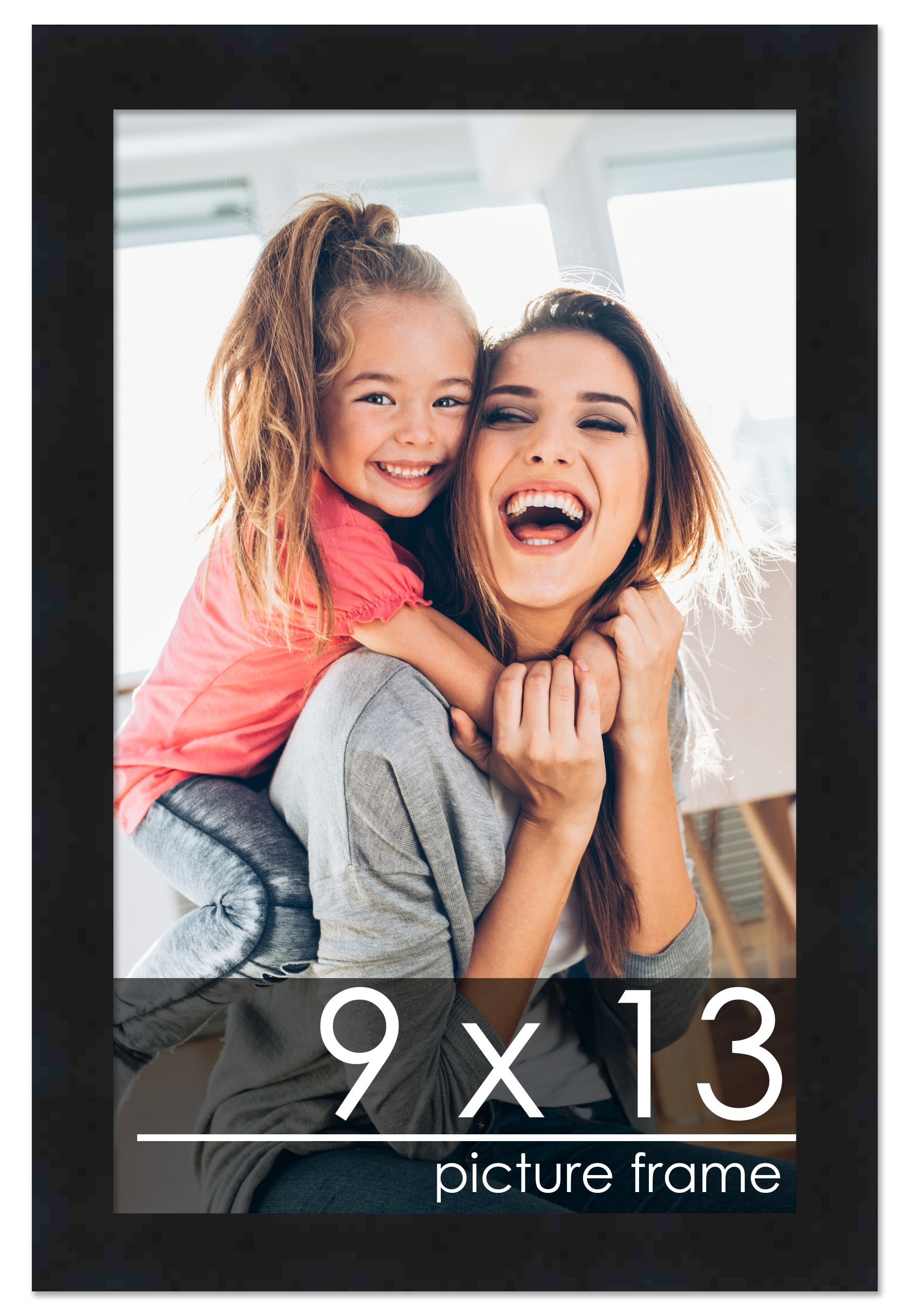 9x13 Black Wood Picture Frame - UV Acrylic, Foam Board Backing, Hanging Hardware