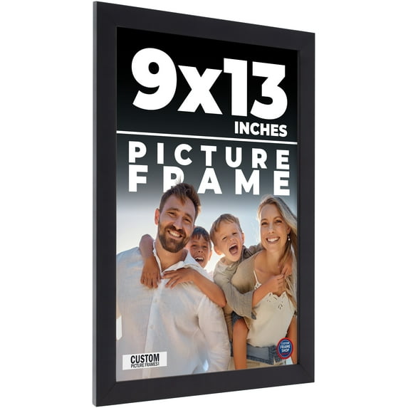 9x13 Frame Black Real Wood Picture Frame Width 0.75 inches | Interior Frame Depth 0.5 inches | Noir