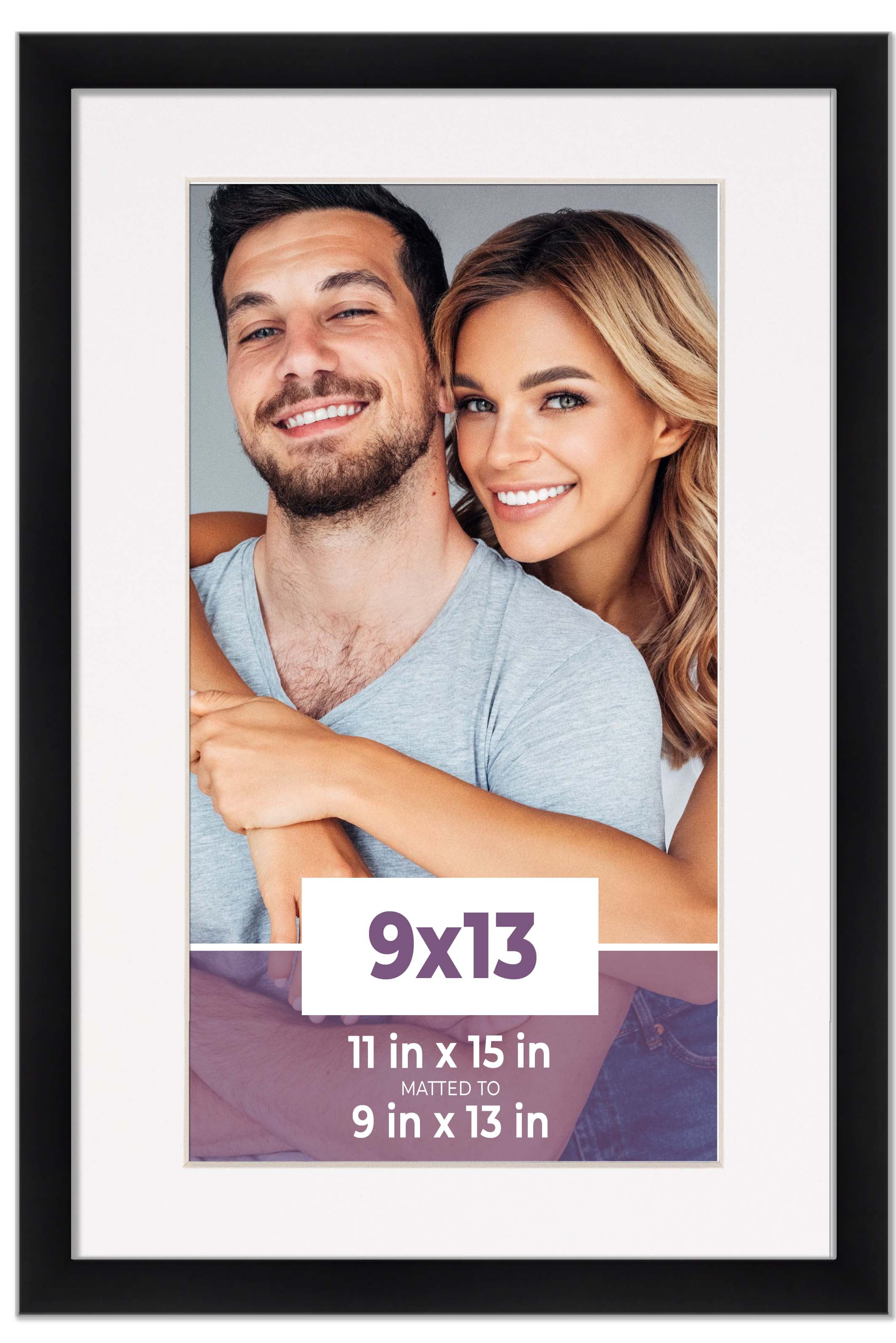 Black Wood Frame with White Mat for 9x13 Photos