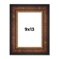 thumbnail image 1 of 9x13 Frame Brown Walnut Gold Ornate Trim Solid Wood Plein Air Picture Frame | 3 Inch Moulding Width, 1 of 8