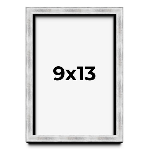 9x13 Frame Brushed Silver Solid Wood Picture Frame | 0.75 Inch Moulding Width | Rabbet Depth 0.75