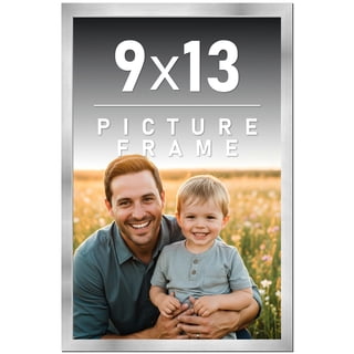 9x13 Frame Silver Stainless Steel Solid Wood Picture Frame | 0.75 Inch Moulding Width | Includes UV