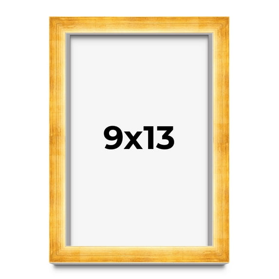 9x13 Shadow Box Frame Gold | 1.625 Inches Deep Real Wood Traditional Shadowbox Display Frame | UV