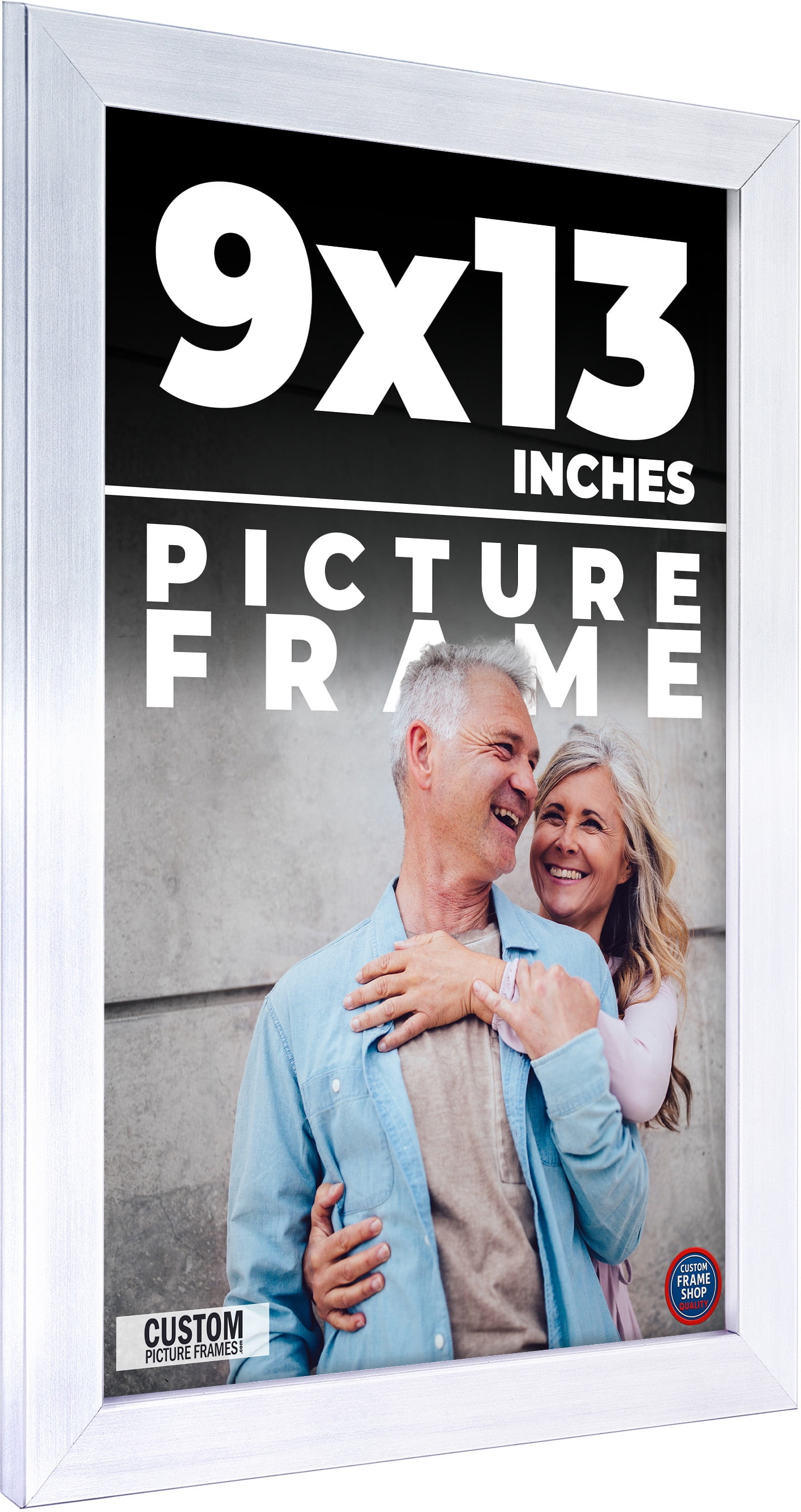 9x13 Silver Wood Picture Frame - UV Acrylic, Foam Board Backing, Hanging Hardware