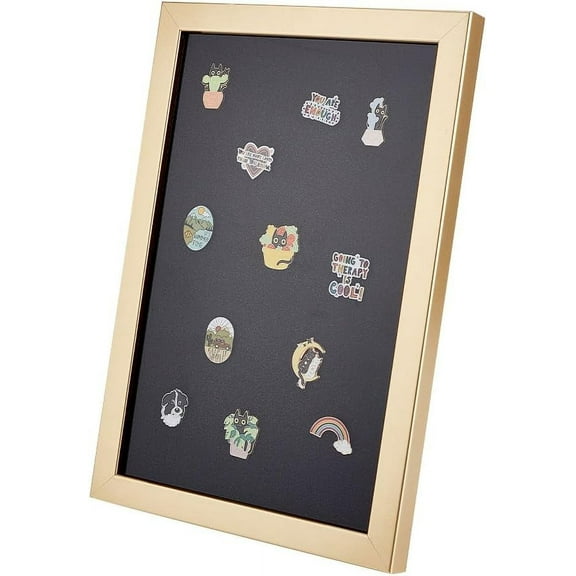 9x13 inch Pin Display Case Medal Display Frame Wood Picture Frame Cabinet Brooch Collection Display Case Military Medal Display Case for Pin Gift Badges Collectible Pins and Medals -Gold diy