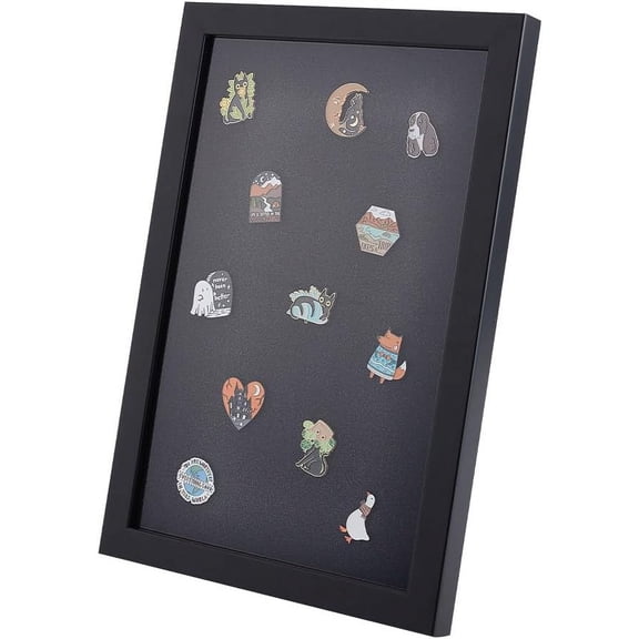 9x13 inch Pin Display Case Medal Display Frame Wood Picture Frame Cabinet Brooch Collection Display Case Military Medal Display Case for Pin Gift Badges Collectible Pins and Medals -Black Black