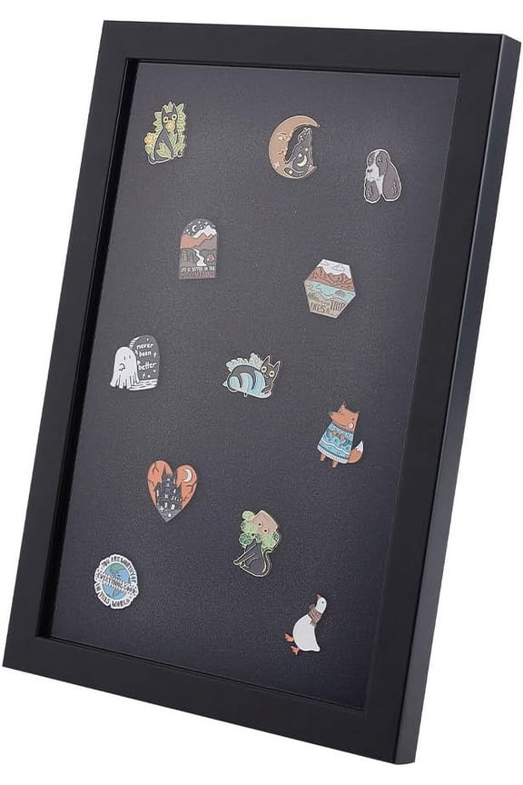 9x13 inch Pin Display Case Medal Display Frame Wood Picture Frame Cabinet Brooch Collection Display Case Military Medal Display Case for Pin Gift Badges Collectible Pins and Medals -Black DIY Black