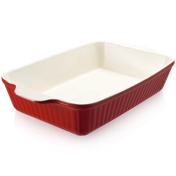 9x13 inch ceramic baking pan, large deep lasagna pan, oven safe, 4.2 quart capacity, with handle, oven safe and durable, perfect for making lasagna, home décor, wedding gift.