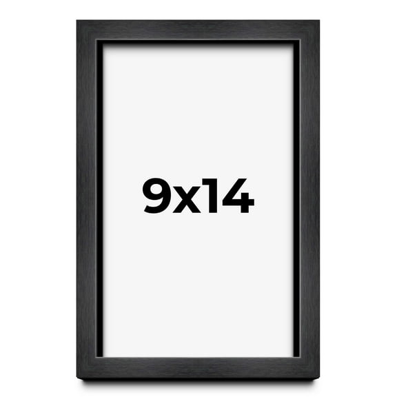 9x14 - 9 x 14 Charcoal Flat Solid Wood Frame with UV Framer's Acrylic & Foam Board Backing - Great