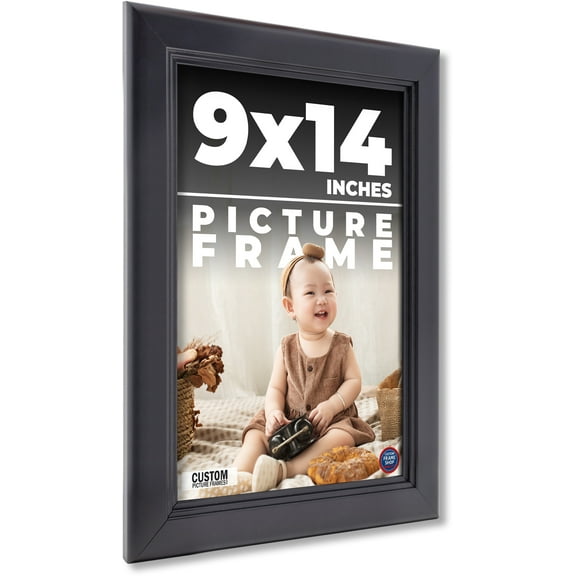 9x14 - 9 x 14 Contemporary Black Solid Wood Frame with UV Framer's Acrylic & Foam Board Backing -
