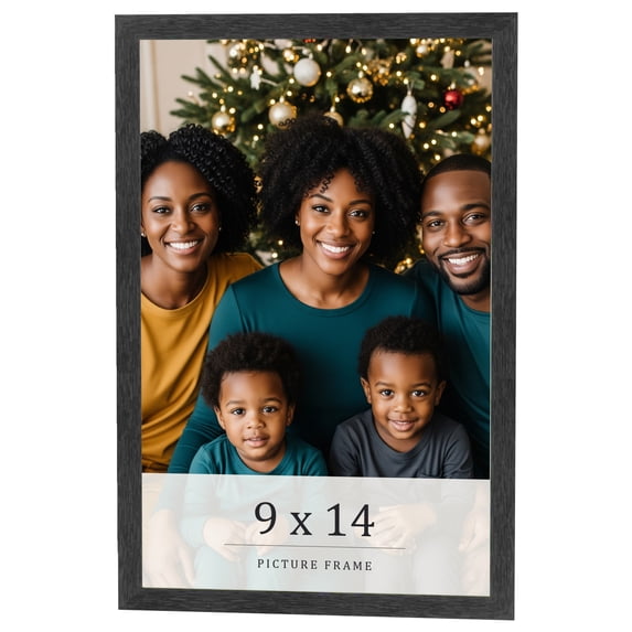 9x14 Frame Black Charcoal Grey Wood Textured Picture Frame | 0.75 Inch Moulding Width | Gunmetal