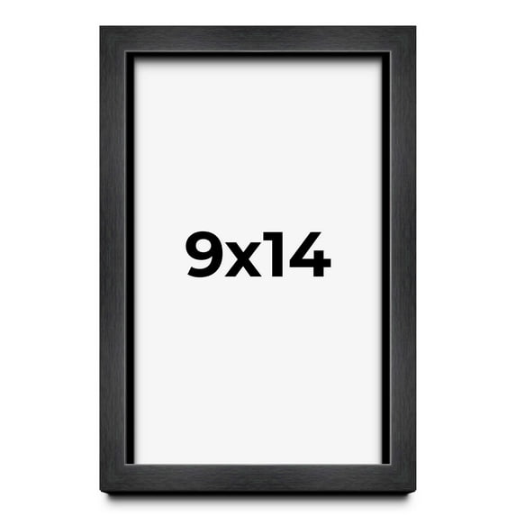 9x14 Frame Black Charcoal Grey Wood Textured Picture Frame | 0.75 Inch Moulding Width | Gunmetal
