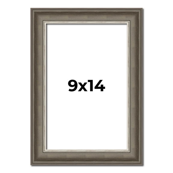9x14 Frame Brown Solid Wood Picture Frame | 1.75 Inch Moulding Width | Austin Frame Complete with