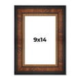 thumbnail image 1 of 9x14 Frame Brown Walnut Gold Ornate Trim Solid Wood Plein Air Picture Frame | 3 Inch Moulding Width, 1 of 8